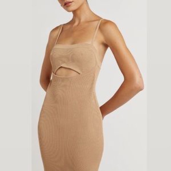 DISSH Carlie Wheat Cut Out Knit Dress Camel Tan Size Large NWT - Picture 10 of 11